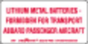LABELMASTER L395 Lithium Metal Battery Label 4"x2", White/Red, Pk500