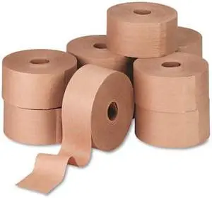 GLASS-FIBER REINFORCED GUMMED KRAFT SEALING TAPE, 3" CORE, 3" X 450 FT, BROWN, 10/CARTON
