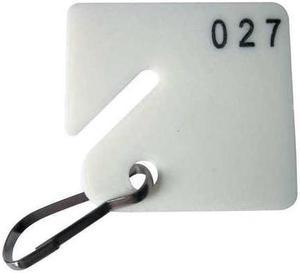 ZORO SELECT 33J888 Key Tag Numbered 101 to 200, White, 100 PK