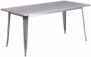Commercial Grade 31.5" x 63" Rectangular Silver Metal Indoor-Outdoor Table