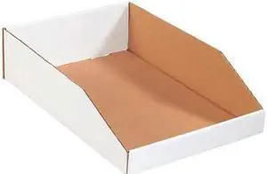 PARTNERS BRAND BINMT1224 Open Top Bin Boxes, 12" x 24" x 4-1/2", Oyster White,