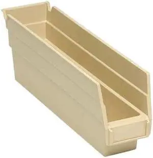 QUANTUM STORAGE SYSTEMS QSB100IV Shelf Storage Bin, Polypropylene, Ivory, 4 in