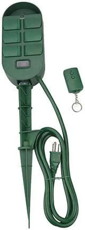 POWER FIRST 21RJ32 Power Strip, Remote Control, 5-15R, 5-15P, 6 ft., Green