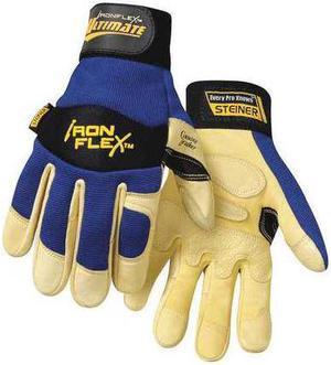 STEINER 0914-M Mechanics Gloves, M, Tan/Blue, Reinforced, Omni-Directional