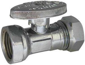 KISSLER 88-9040 1/4-Turn Stop, Straight, 1/2 Inx1/2 In