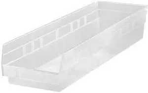 QUANTUM STORAGE SYSTEMS QSB106CL Clear Shelf Bin, 23-5/8"L x 6-5/8"W x 4"H