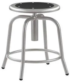 NPS 681002 Height Adjustable Metal Seat Swivel Stool - Supports Up to 300 lb, 18" to 24" Seat Height - Black Seat, Gray Base