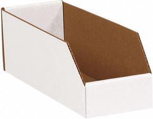 PARTNERS BRAND BINMT412 Storage Bin, White, 4-1/2 in H, 4 in W, 12 in L, 50 PK