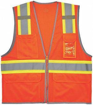 ERGODYNE 8246Z Two Tone Mesh Safety Vest,Orange,4XL/5XL