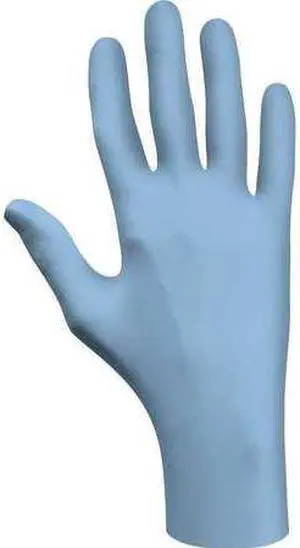SHOWA 7005S Disposable Gloves, Nitrile, Powdered, Light Blue, S, 100 PK