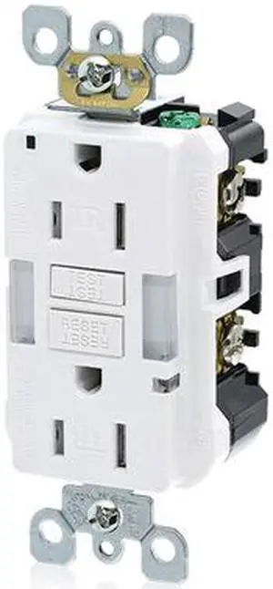 LEVITON GFNL1-W GFCI Receptacle, 15A, 125Vac, 5-15R, White