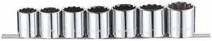 WESTWARD 53PN62 1/2" Drive Socket Set, SAE, 7pcs