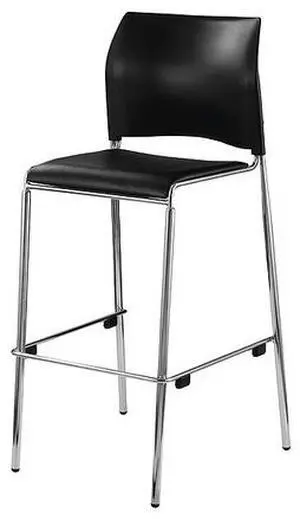 NPS 8710B1110 Cafetorium Bar Height Stool - Padded Seat/Back - Supports Up to 500 lb - 31" Seat Height - Black Seat, Black Back,Chrome Base