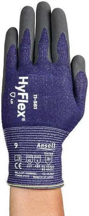 ANSELL 11-561 Knit Gloves, Cut Level A3 ,Dipped ,Nitrile ,Smooth ,11 1 PR ANSELL 11-561 Knit Gloves, Cut Level A3 ,Dipped ,Nitrile ,Smooth ,11 1 PR