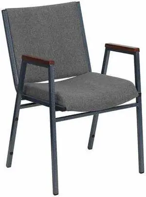 HERCULES Series Heavy Duty Gray Fabric Stack Chair with Arms