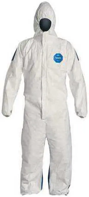 DUPONT TD127SWB2X0025CM Hooded Disposable Coveralls, 25 PK, White, High Density