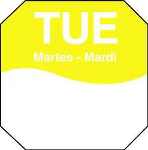 DAYMARK 1100602 Day Label,Tuesday,3-1/7 In. W,PK1000