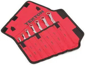 TEKTON WBE24507 45-Degree Offset Box End Wrench Set with Pouch, 7-Piece (6-19