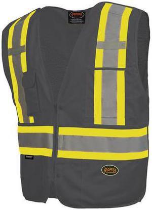 PIONEER V1021170U-XL Break Away Zip Vest,Black,XL