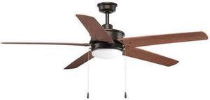 Whirl Ceiling Fan, 5-Blade, 1-Light, Antique Bronze, Walnut Blades, 60"W (P2574-2030K AJCMG)