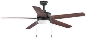 Whirl Ceiling Fan, 5-Blade, 1-Light, Forged Black, Toasted Oak Blades, 60"W (P2574-8030K AJCMH)
