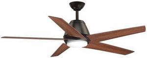 Gust Ceiling Fan, 5-Blade, 1-Light, Antique Bronze, Walnut Blades, 54"W (P2582-2030K AJCMR)