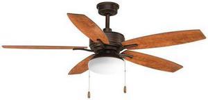 Billows Ceiling Fan, 5-Blade, 2-Light, Antique Bronze, American Walnut/Cherry Blades, 52"W (P2552-20 AJHKZ)