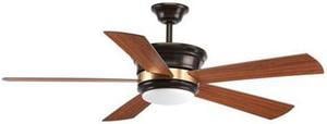 Harranvale Ceiling Fan, 5-Blade, 1-Light, LED, Antique Bronze, Walnut/Medium Cherry Blades, 54"W (P2540-2030K AJHKF)