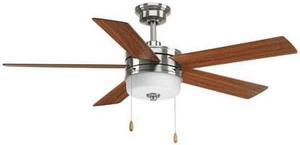 Verada Ceiling Fan, 5-Blade, 1-Light, Brushed Nickel, Medium Cherry/American Walnut Blades, 52"W (P2558-0930K AJCLW)