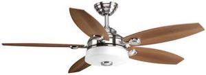 Graceful Ceiling Fan, 5-Blade, 1-Light, LED, Brushed Nickel, Medium Cherry/Silver Blades, 54"W (P2544-0930K AJHKL)