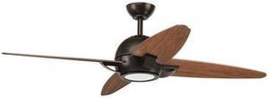 Soar Ceiling Fan, 4-Blade, 1-Light, LED, Antique Bronze, Walnut Blades, 54"W (P2542-2030K AJHKJ)