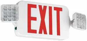 COMPASS CCRHOSQ Exit Sign with Emergency Lights, White, 1 or 2 Face(s), LED,