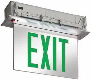 LITHONIA LIGHTING EDGR 2 GMR EL Exit Sign, Silver, 2 Face(s), LED, Recessed