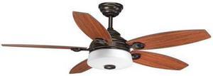 Graceful Ceiling Fan, 5-Blade, 1-Light, LED, Antique Bronze, American Walnut/Dark Teak Blades, 54"W (P2544-2030K AJHKN)