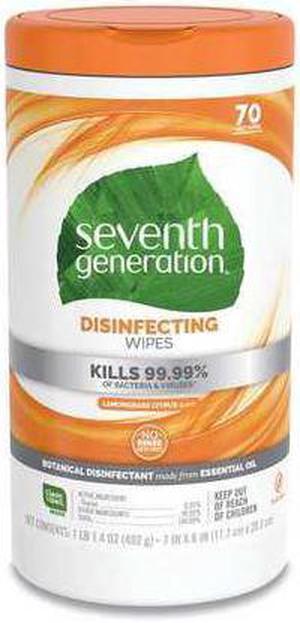 SEVENTH GENERATION Botanical Disinfecting Wipes 8 x 7 70 Wipes 22813