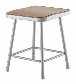 NPS 6318 6300 Series Heavy Duty Square Seat Steel Stool - Backless - Supports Up to 500 lb - 17.5" Seat Height - Brown Seat, Gray Base