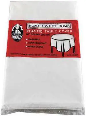 Tablemate Table Set Round Table Cover Plastic 84" dia White 6/Pack 84WH
