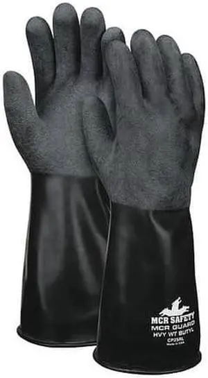 MCR SAFETY CP25RXL Chemical Resistant Glove,XL,Black,PR