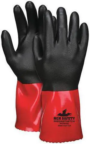 MCR SAFETY MG9645S Chemical Resistant Glove,S,Blck/Red,PK12
