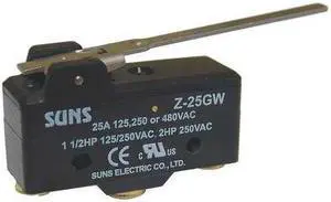 ZORO SELECT 5JEG2 Snap Action Switch, Hinge, Lever Actuator, SPDT, 25 A @ 480 V