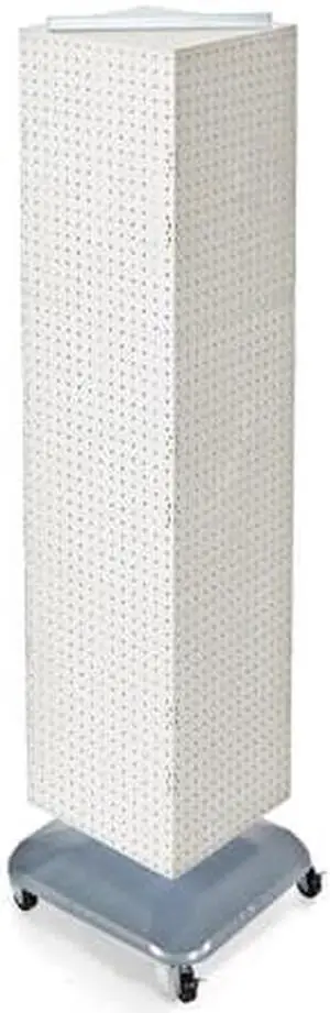 AZAR DISPLAYS 701465-WHT Four-Sided Pegboard Tower Revolving Display Panel Size