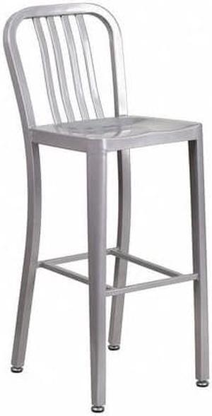 Flash Furniture Colorful Restaurant Barstool with Back Silver (CH6120030SIL)