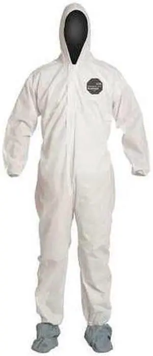 DUPONT PB122SWH4X002500 Hooded Disposable Coverall,4XL,25 PK,White,SMS,Zipper