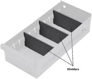 DURHAM MFG 010-95 Drawer Bin Divider, Plastic, Gray, 5 1/4 in W x 2 1/2 in H,