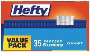 Hefty Slider Bags, 1 qt, 2.5 mil, 7 x 8, Clear, 35 Bags/Box, 9