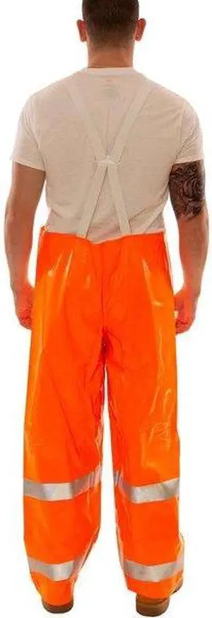 TINGLEY O53129 Hi-Visibility Rain Bib Overall, PVC, 30 in Inseam, 40 in to 42