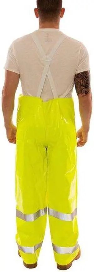 TINGLEY O53122 Hi-Visibility Rain Bib Overall, PVC, 32 in Inseam, 48 in to 50