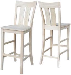 INTERNATIONAL CONCEPTS S-133 Ava Bar Height Stool, 30" Seat Height, Unfinished