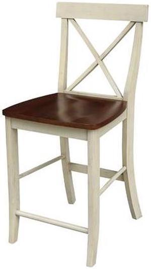 INTERNATIONAL CONCEPTS S12-6132 X-Back Counter Height Stool, 24" Seat Height,