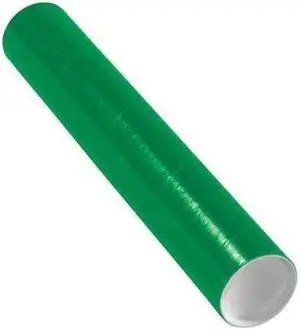 PARTNERS BRAND P3018G Mailing Tubes with Caps, 3" x 18", Green, PK24
